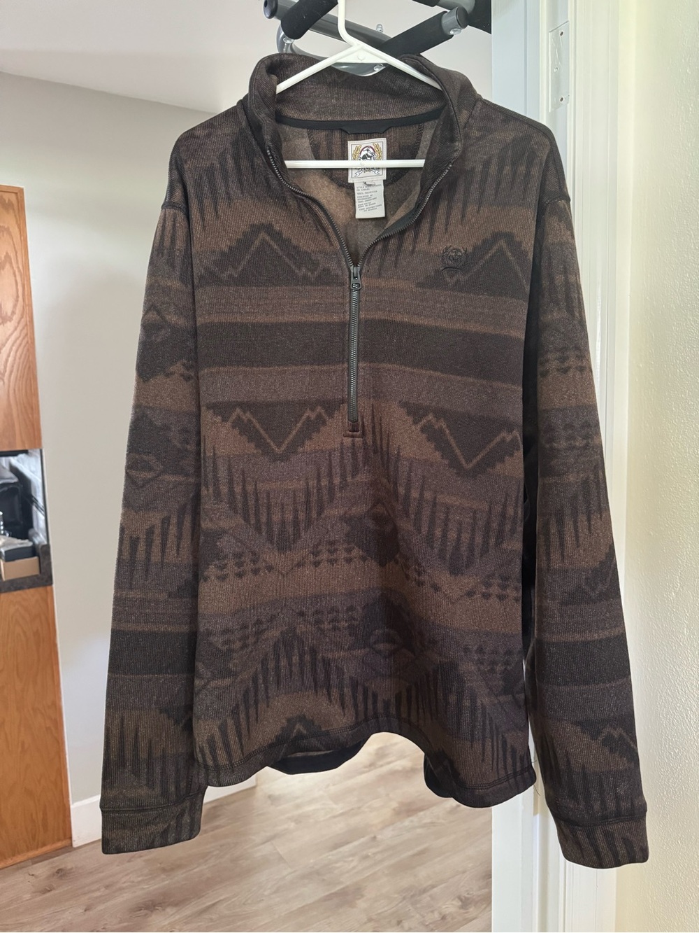Cinch Men's Brown & Dark Brown Zip Sweater Pullover